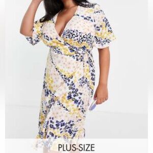 ASOS Influence Plus wrap front midi dress in floral print